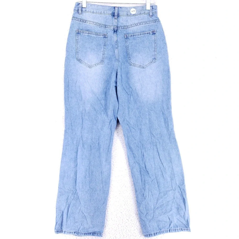 SHEIN Jeans Denim Cotton Womens Size M Blue Straight Stretch VTG Mid Rise Slim